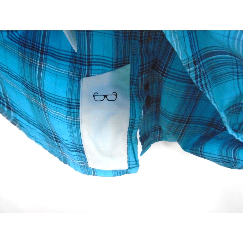Ariat Rebar Work Shirt Mens Large Turquoise Plaid DuraStretch Short Sleeve Blue - Picture 10 of 11